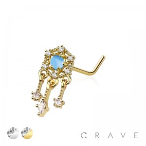 STAR DANGLE 316L SURGICAL STEEL L-SHAPE NOSE STUD